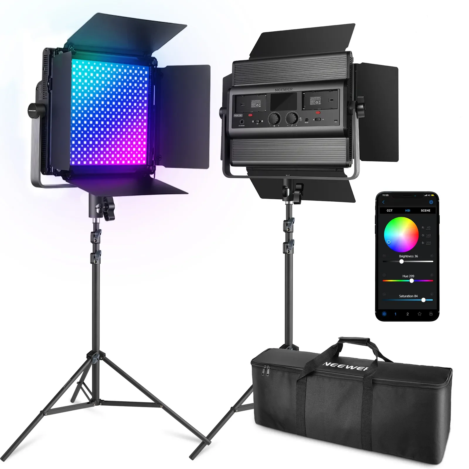 Photography Lighting Kit Neewer - NEEWER 2 Pack RGB1200 LED Video