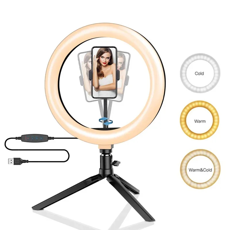 Photography Lighting Box - Dimmable26cm LED Ring Light Kit with
