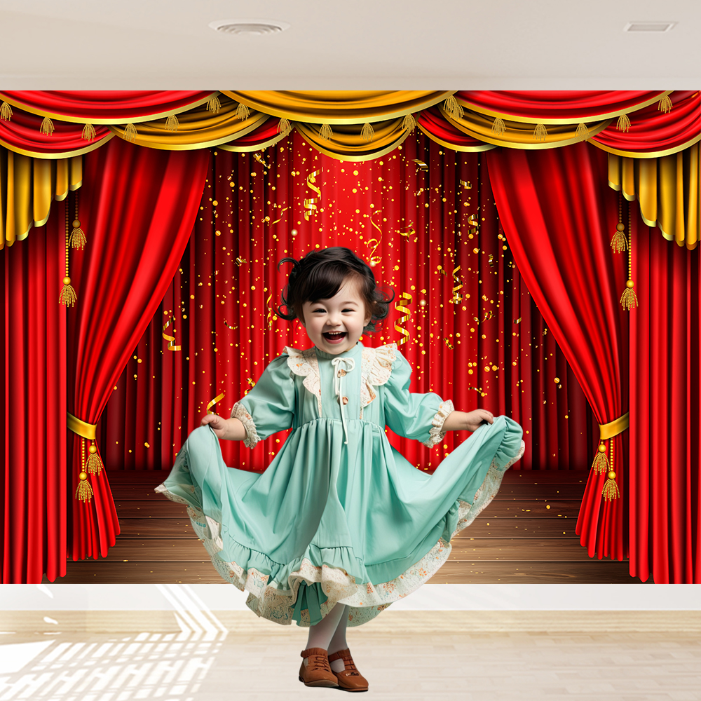 Red Theater Curtain Party Back - Photography Lighting Box ulasan dan harga