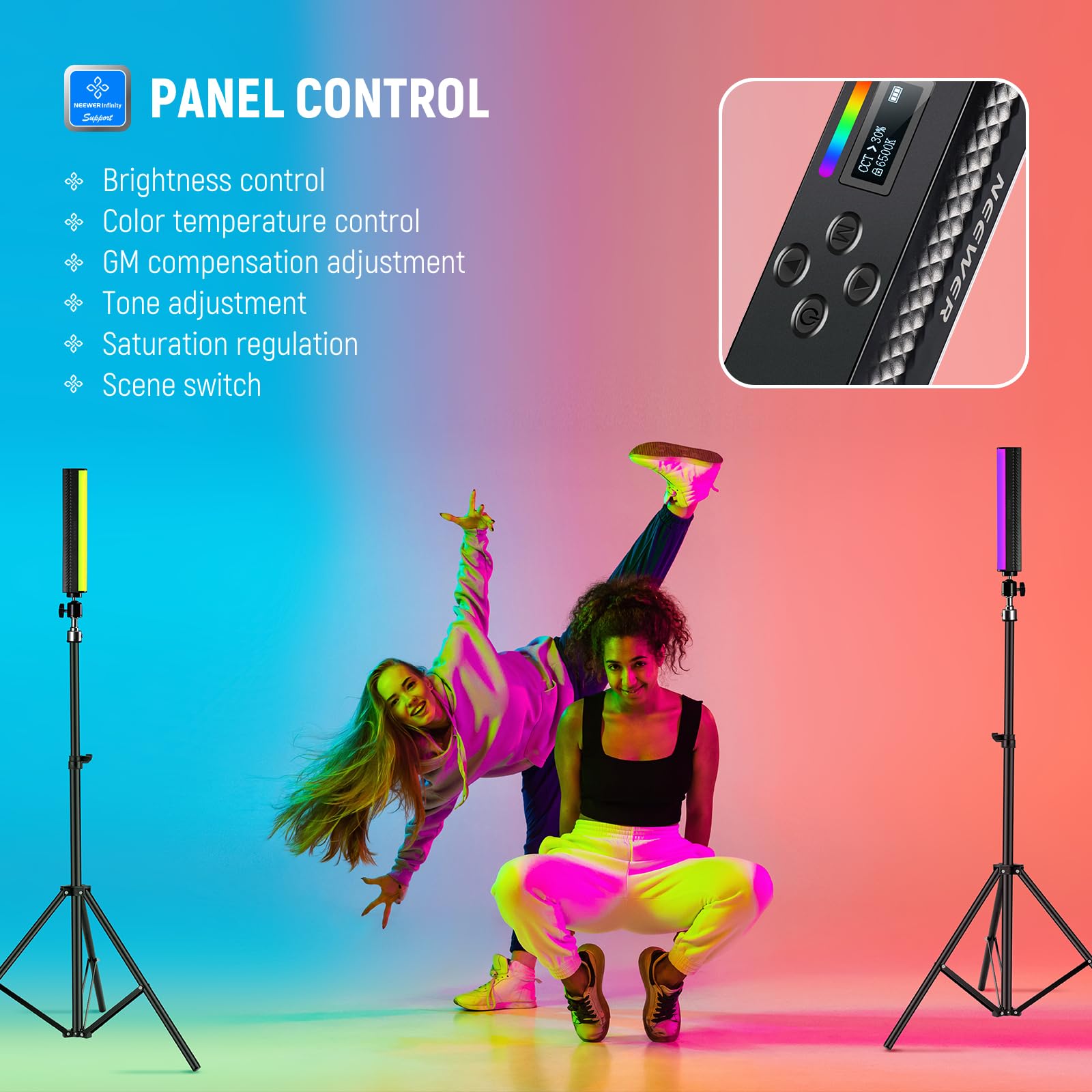 NEEWER RGB Light Wand with APP - Photography Lighting App ulasan dan harga