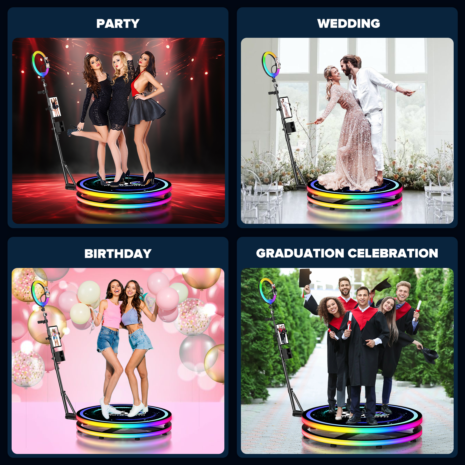 360 Rotating Photo Booth Ring  - Photography Lighting App ulasan dan harga